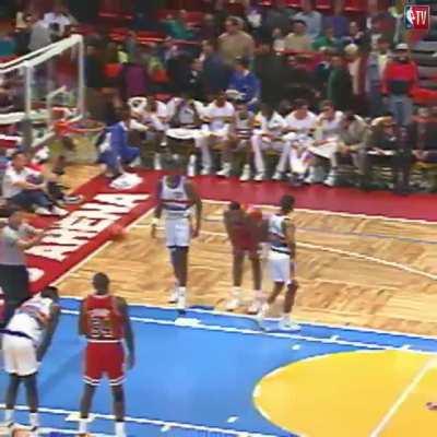 In 1991 Michael Jordan shot a free throw with his eyes closed while playing the Denver Nuggets.