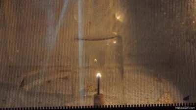 Creating plasma in a microwave oven.