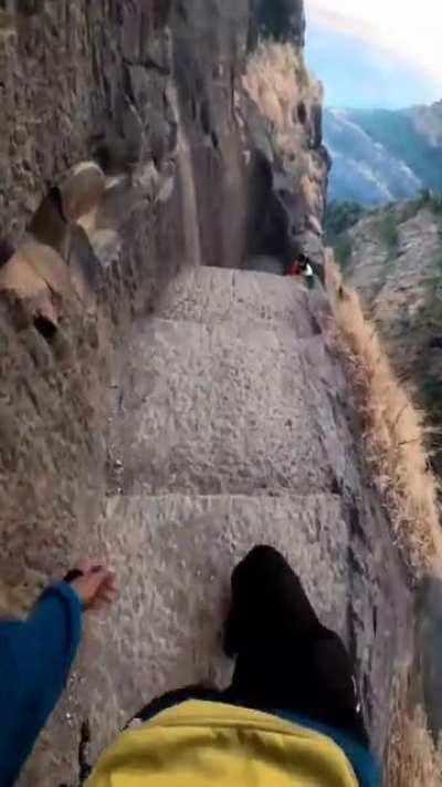 Racing through downward hill