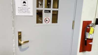 No guns allowed in the armory.