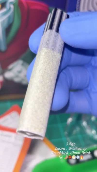 3.5g’s Zuava , Bricked up a bar , 12mm Brick Tip by Glass Artist Ouchkick 🤌🏽🧱😶‍🌫️💨🔥