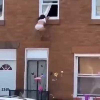 Hiding outside the window