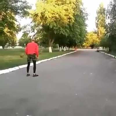 WCGW jumping over a moving scooter
