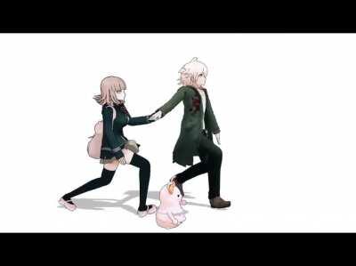 Chiaki, Nagito and Monomi dancing to their favourite song