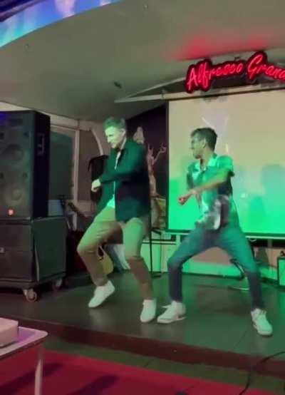 Joe and Chahal showing some moves
