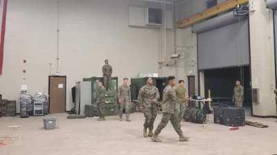 Bored Marines play improvised basketball