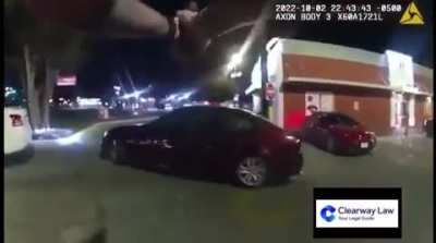 A police officer in San Antonio, Texas shoots a 17 year old boy for the simple act of eating a burger in his car (2022, no gore shown).