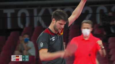 Olympic Men's Table Tennis Singles point of the tournament so far.