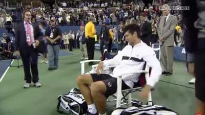 Cute Moment: Rafa consoling Novak after the US Open 2010 Final