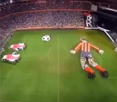 The coordination of this football team's band show.