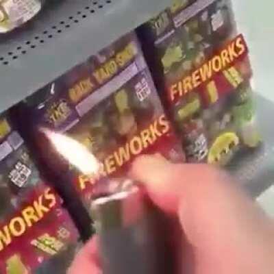 dude sets store on fire with lighter and fireworks that is just arson