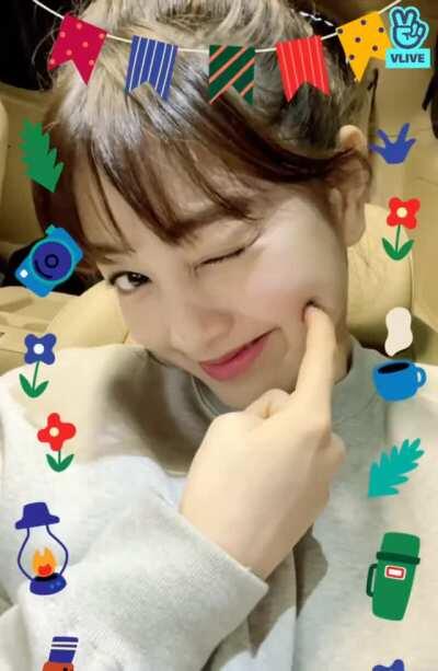 Adorable Jihyo wink + cheekpoke