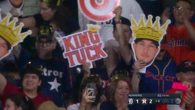 [Highlight] [Highlight] Kyle Tucker with a 397 foot bomb that breaks a couple LEDs in Minute Maid Park!
