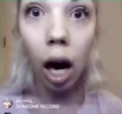 girl being shocked while loona plays