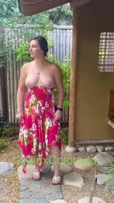 It’s so much fun getting caught flashing my tits and pussy