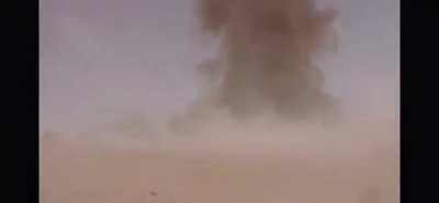 A group of Syrian Army soldiers have a very close shave with a ISIS suicide bomber in the desert. And with the luck of god himself only 1 man is killed while he was using a DsHK to fire on the Suicide bombers car while the rest escape relatively unscaved.