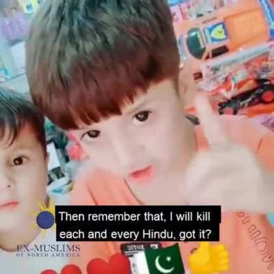 POS pakistani father teaches 8 years sons to kill every Hindu if the government builds a temple