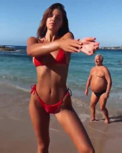 Man steals the show while Cat-walking