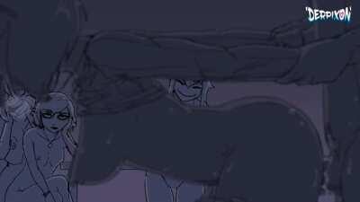 Free used while her friends watch (Derpixon)