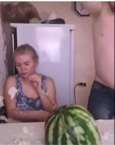 Russian guy brutally beating fascist groceries.