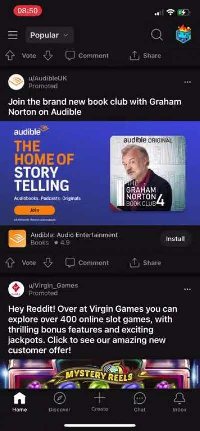 How many adverts Reddit are putting in a row