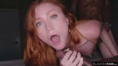 Petite redhead Scarlet Skies stuffed at each end by BBC