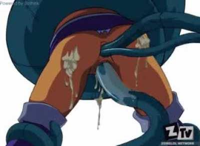 Starfire getting tentacle fucked & cummed on!