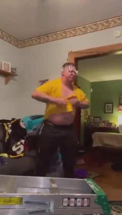 Steelers fan destroys TV after loss to the Browns