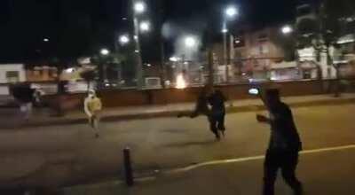 Police open fire in protestors in Colombia, after people went to the streets to protest against police brutality. 2 days ago, a man was killed by 3 cops by suffocation and excessive use of taser. 2 people were severely injured in the protest, by gunshots 