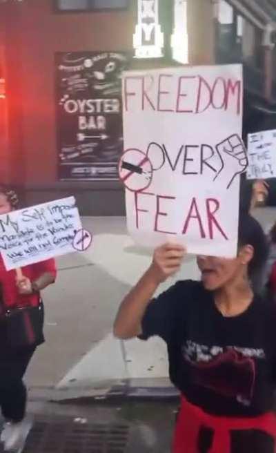 New Yorkers Protest Vaccine Mandates Chanting 