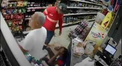 Attempting armed robbery in a store while being surrounded