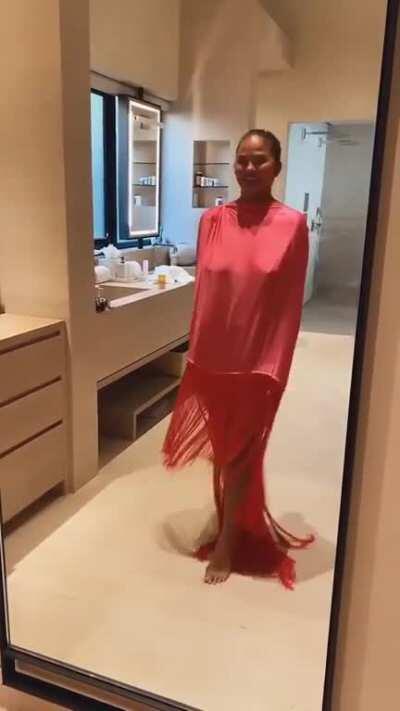 Hard pokies through her cover up!