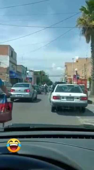Idiot downs two cyclists