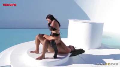 Pounding her bimbo asshole