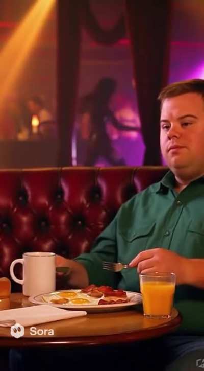 Not Dave enjoying breakfast at a Gentleman's Club