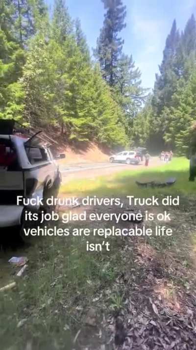 The drunk driver is yelling in the background.