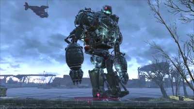 Liberty Prime dancing when he's supposed to be destroying the institute