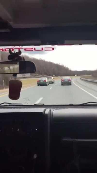 Reckless driver deliberately trying to ram into people ups up crashing.