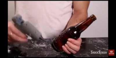 Let's try and hot glue my hand to a beer bottle...