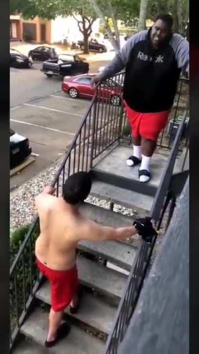 Swearing & trying to provoke someone twice as big as you