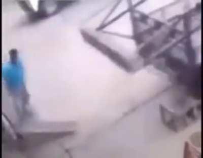 Dude almost dies and jumps out of the way last second