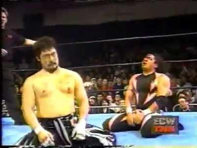 Tajiri taking some time to mock his opponent mid-match