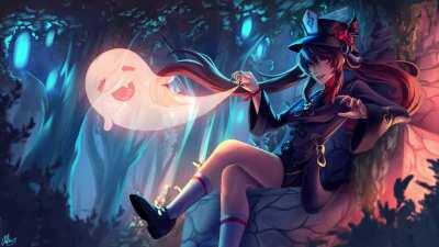 (OC) An animated illustration of Hu Tao that I made