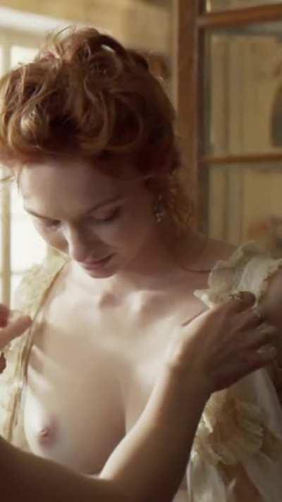Eleanor Tomlinson topless with a kiss from Keira Knightley