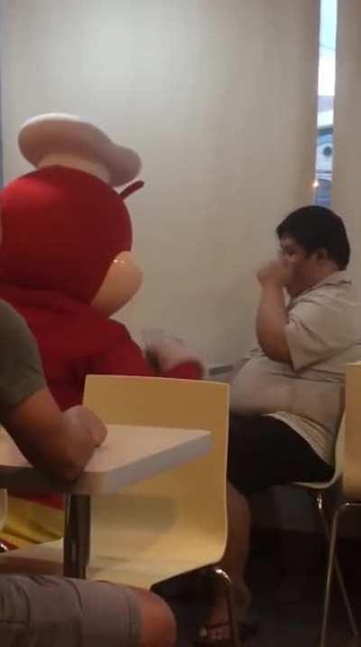 Boy with Down Syndrome was sitting all alone in a restaurant, restaurant mascot cheers him up