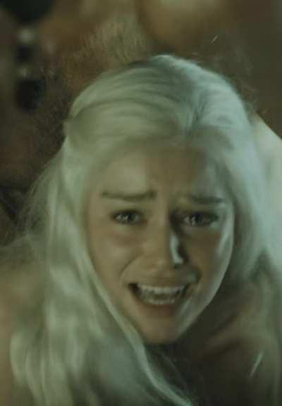 You enter the sleeping chambers of your proud queen Emilia Clarke and witness her getting fucked hard. What do you do as her loyal servant?