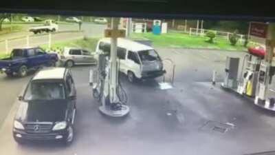 How NOT to pull into a gas station