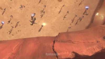 Jango Fett's gun spin goes wrong