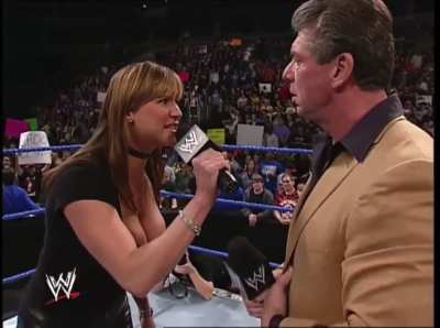 Stephanie refuses to quit her role as GM, so Mr. McMahon adds that as a stipulation in their match at No Mercy, and then cuts a heated promo on her (Smackdown 2003)