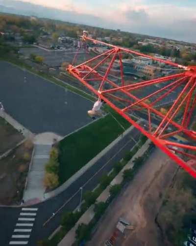Hanging off a crane in Denver